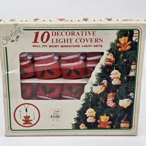 Vintage Sterling TM 10 Decorative Light Covers Minature Stocking  Ornanments